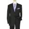 Giorgio Sanetti Solid Black Shadow Stripes With Black Hand-Pick Stitching Super 150's 100% Wool Suit 2340-3241